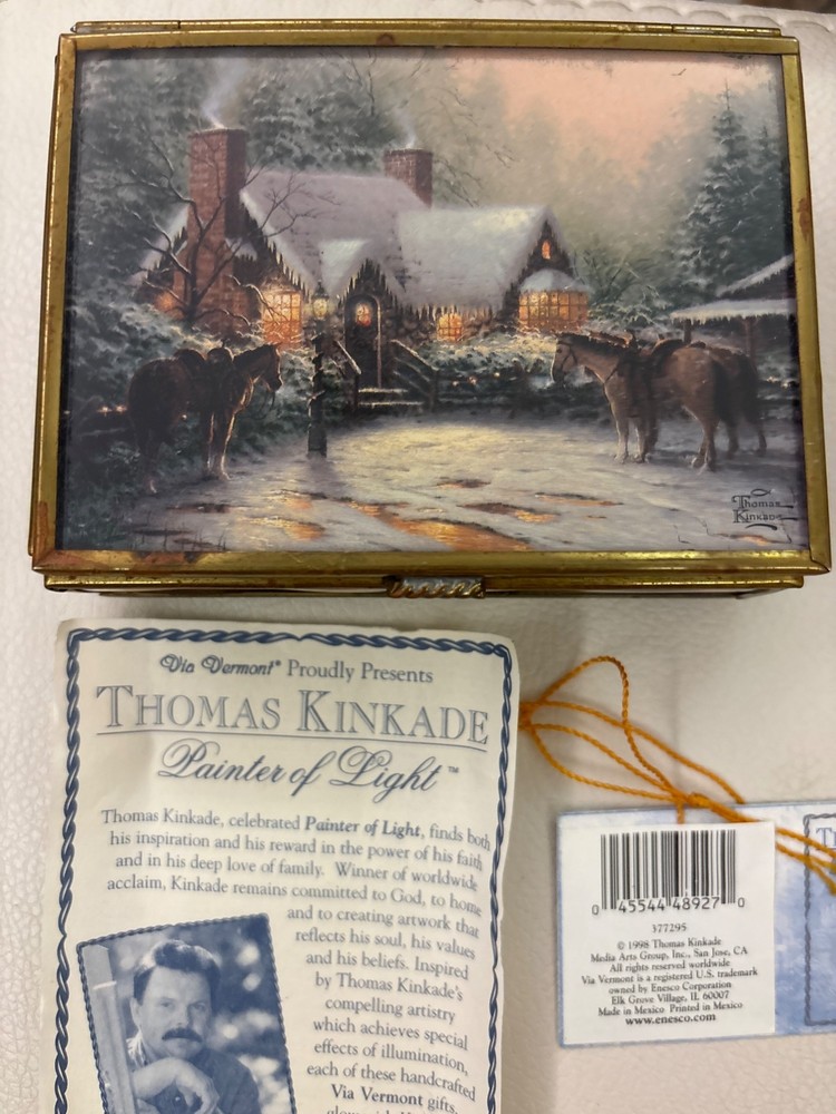 Thomas Kinkade Enesco Mirrored Trinket Box with Original Christmas Paperwork