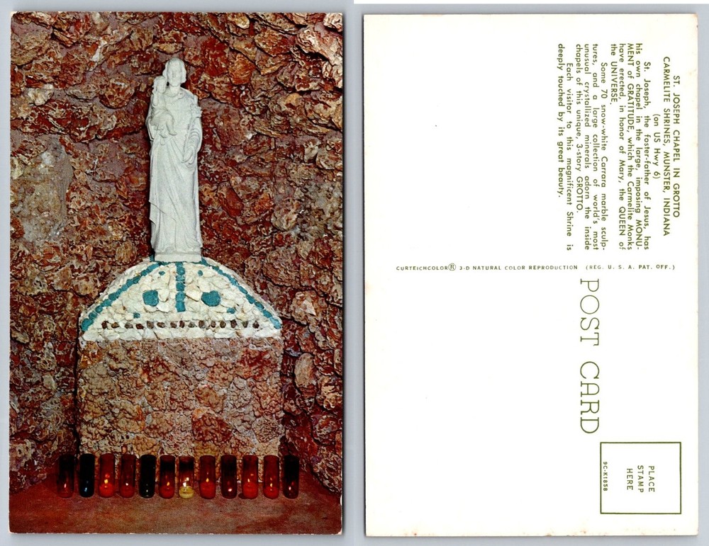 Munster Indiana Carmelite Shrines St. Joseph Chapel Grotto Postcard