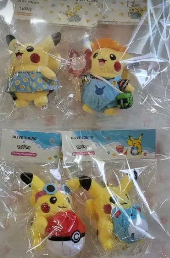 Pokemon Pikachu x Olive Young  Plush Keyring  Korea Limited Edition  4 Types
