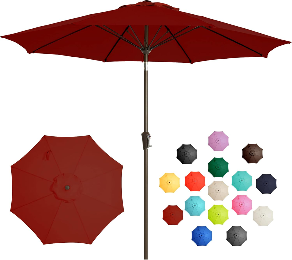 9FT Large Outdoor Patio Umbrella Table Umbrella-Uv Resistant,Easy Push Button Ti