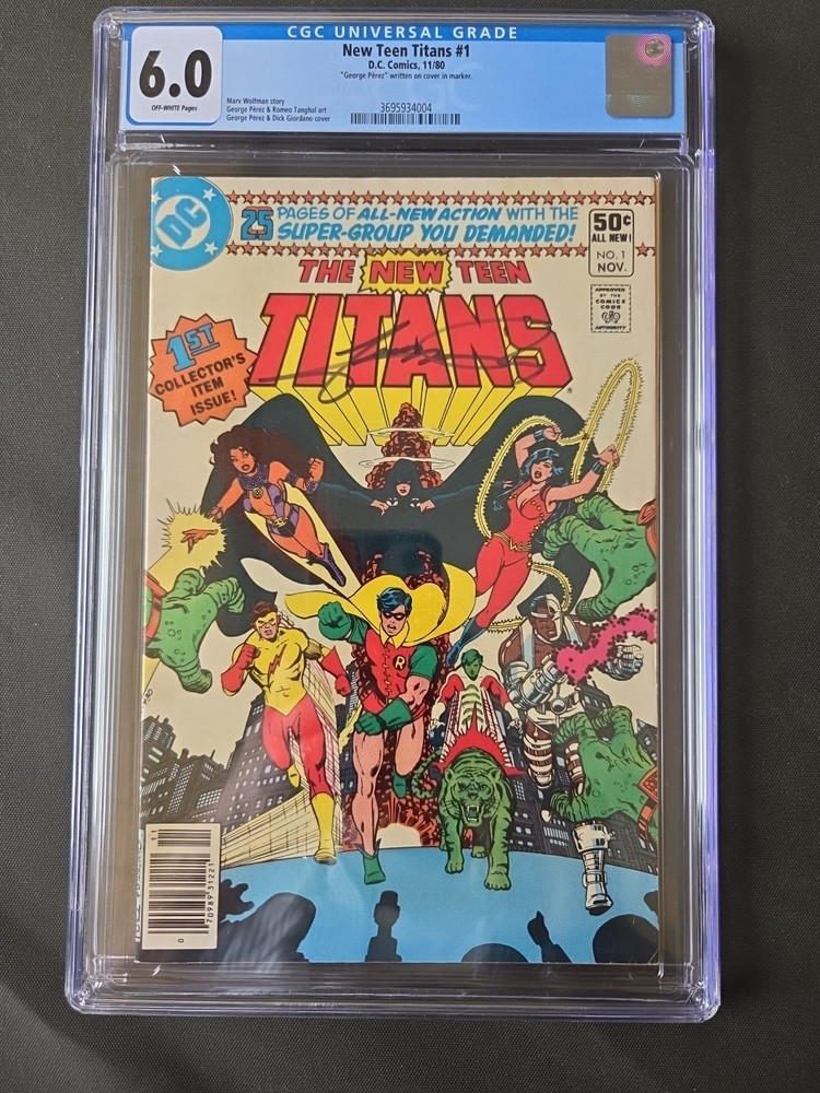 The New Teen Titans #1 (DC Comics November 1980) Signed by George Perez 6.0 CGC