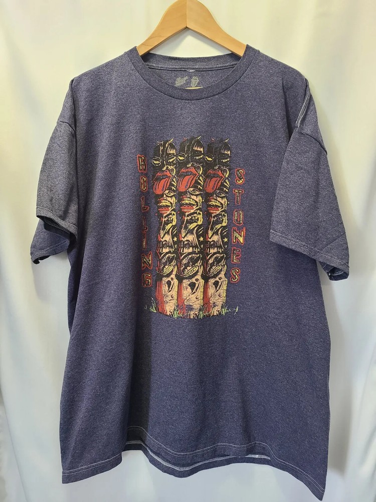 Rolling Stones 3 Totem Concert Tee XXL Officially Licensed Navy Blue-NOS