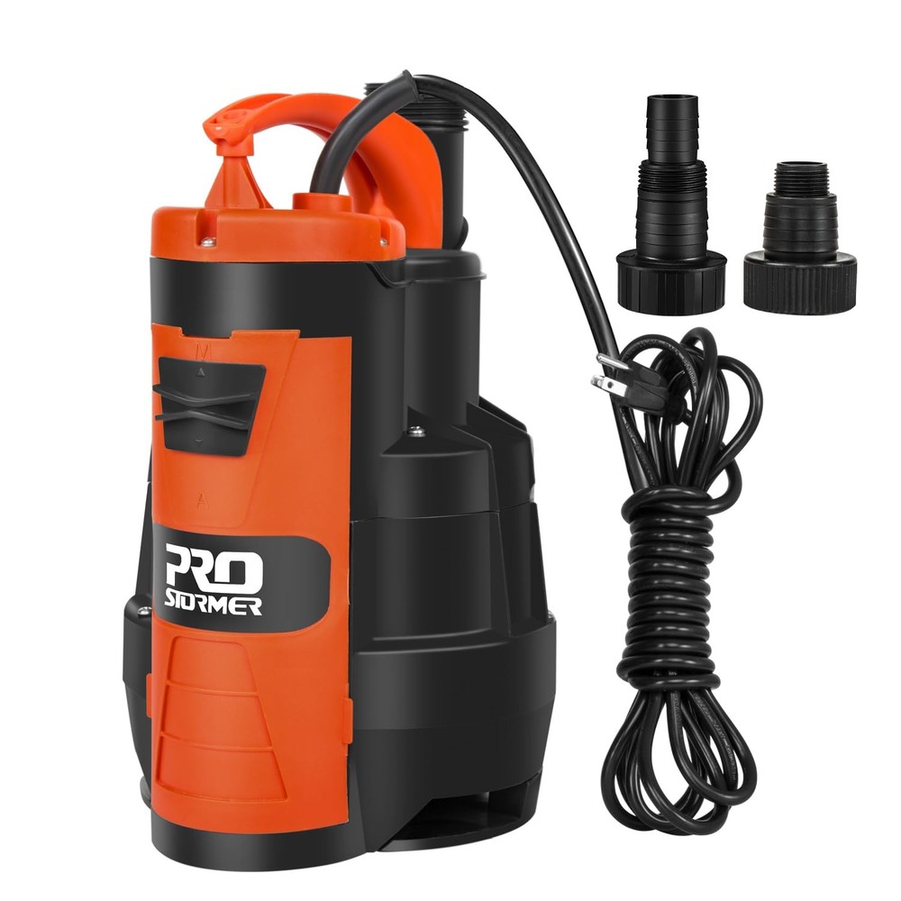 3500 GPH 1HP Submersible Sump Pump for Clean or Dirty Water with Built-in Float