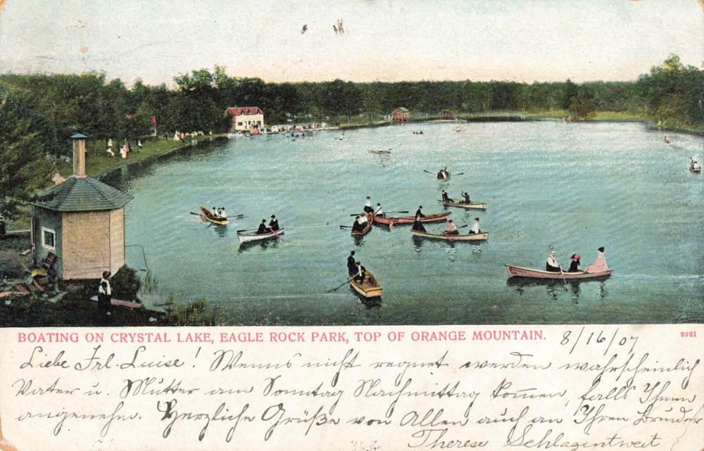 1907 PC Boating at Crystal Lake Eagle Rock Park Orange Mountain NJ
