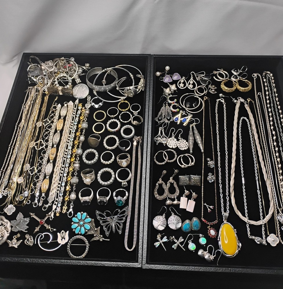 925 Sterling Silver Jewelry Lot of (690grams) Wearable And Scrap Pieces