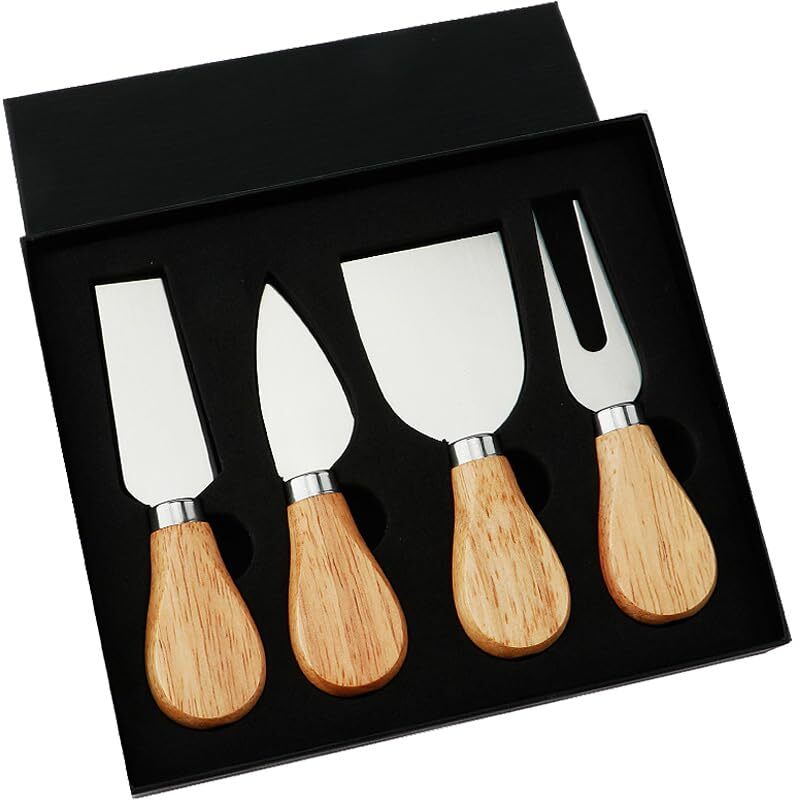 4-Piece Cheese Knife Set Cheese Knives Cheese Knife Set Wooden Handle Stainle...