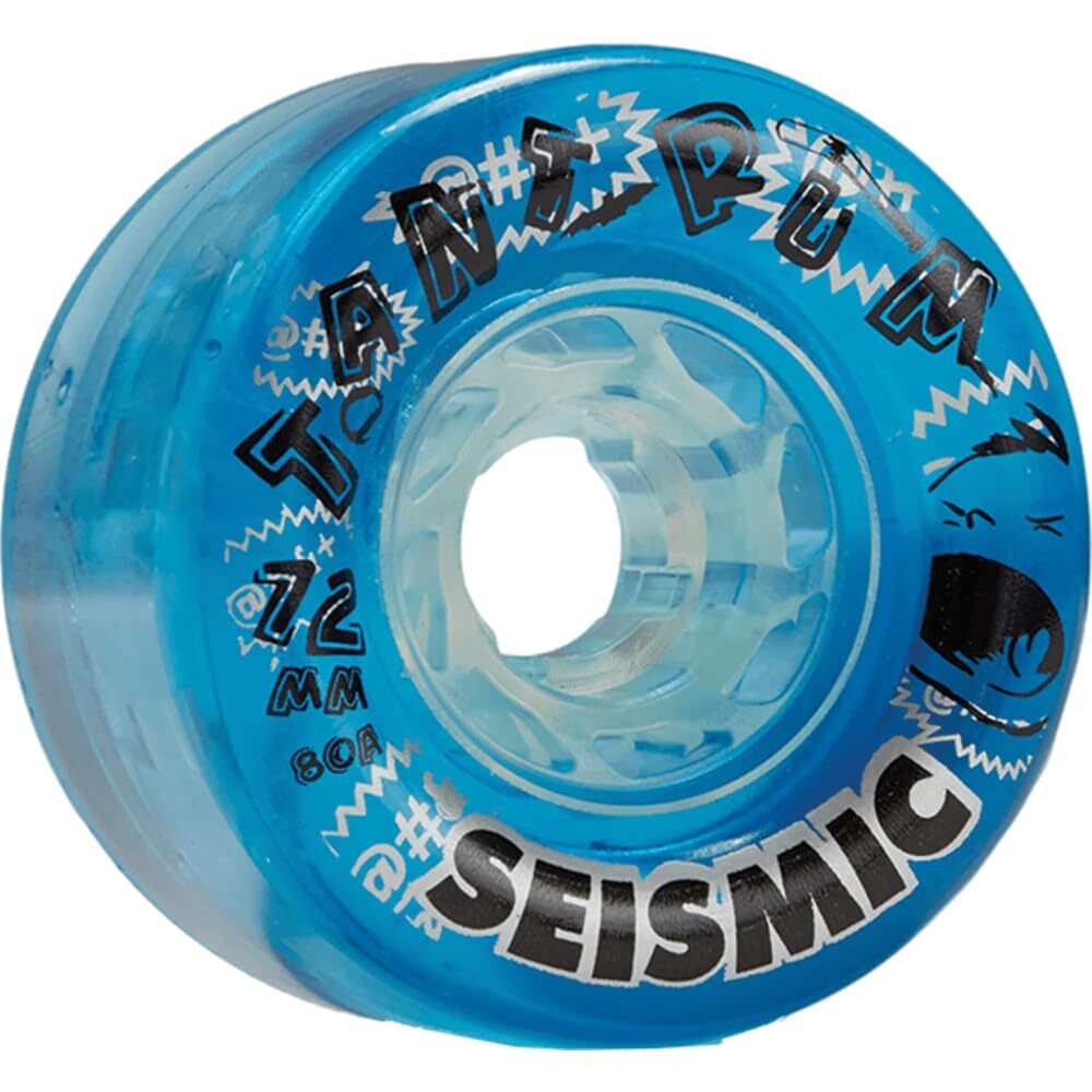 Seismic Tantrum 72mm 80A Crystal Clear Blue Skateboard Wheels (Set of 4)
