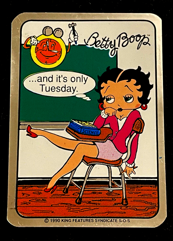 Vtg 1990 Betty Boop Vending Machine Prism Sticker “...and it'sOnly Tuesday” NOS