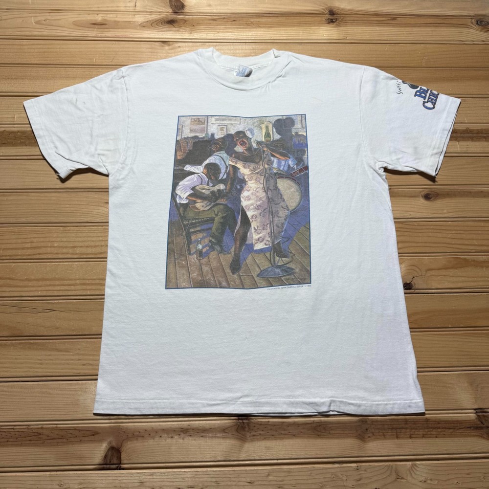 Vintage 1993 Sweet Home Blue Chicago Painting Art Jazz Music T-Shirt USA Medium