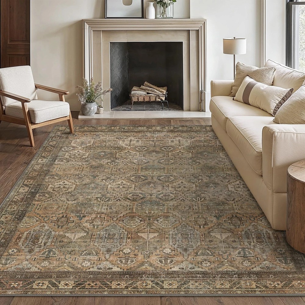 Bavni Washable Rug 5x7 Area Rug for Living Room Bedroom Dining, Washable Vint...