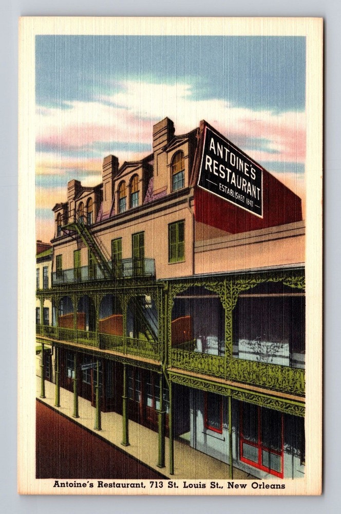 New Orleans LA-Louisiana Antoine's Restaurant Vieux Carre Vintage Postcard