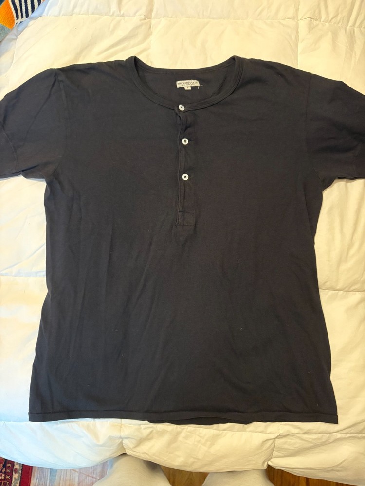 Knickerbocker NYC Tubular Short Sleeve Henley Large Mens Black
