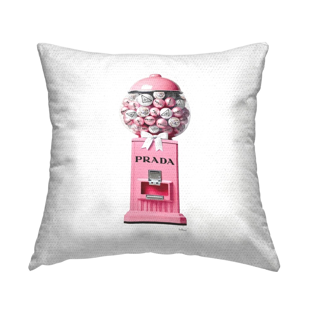 Pink Fashion Gumballs Outdoor Printed Decorative Pillow 18x18 Inches