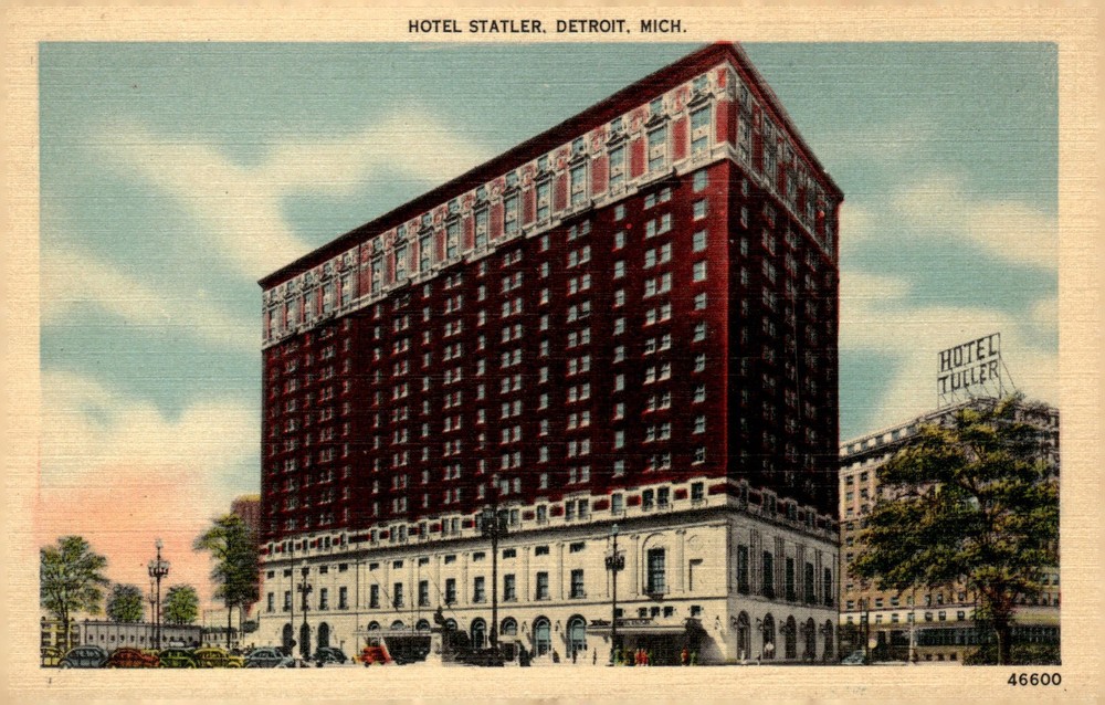 1940s Hotel Statler Detroit Michigan Linen Postcard United News Co Metrocraft