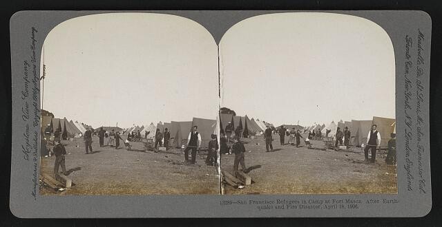 San Francisco CA 1906 Fort Mason Refugees Camp Earthquake Fire Disaster