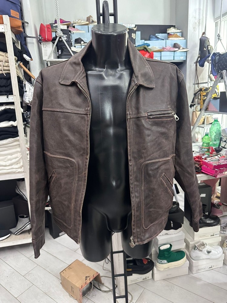 Men's Brown Leather Metal Jacket Size 52 LLV704