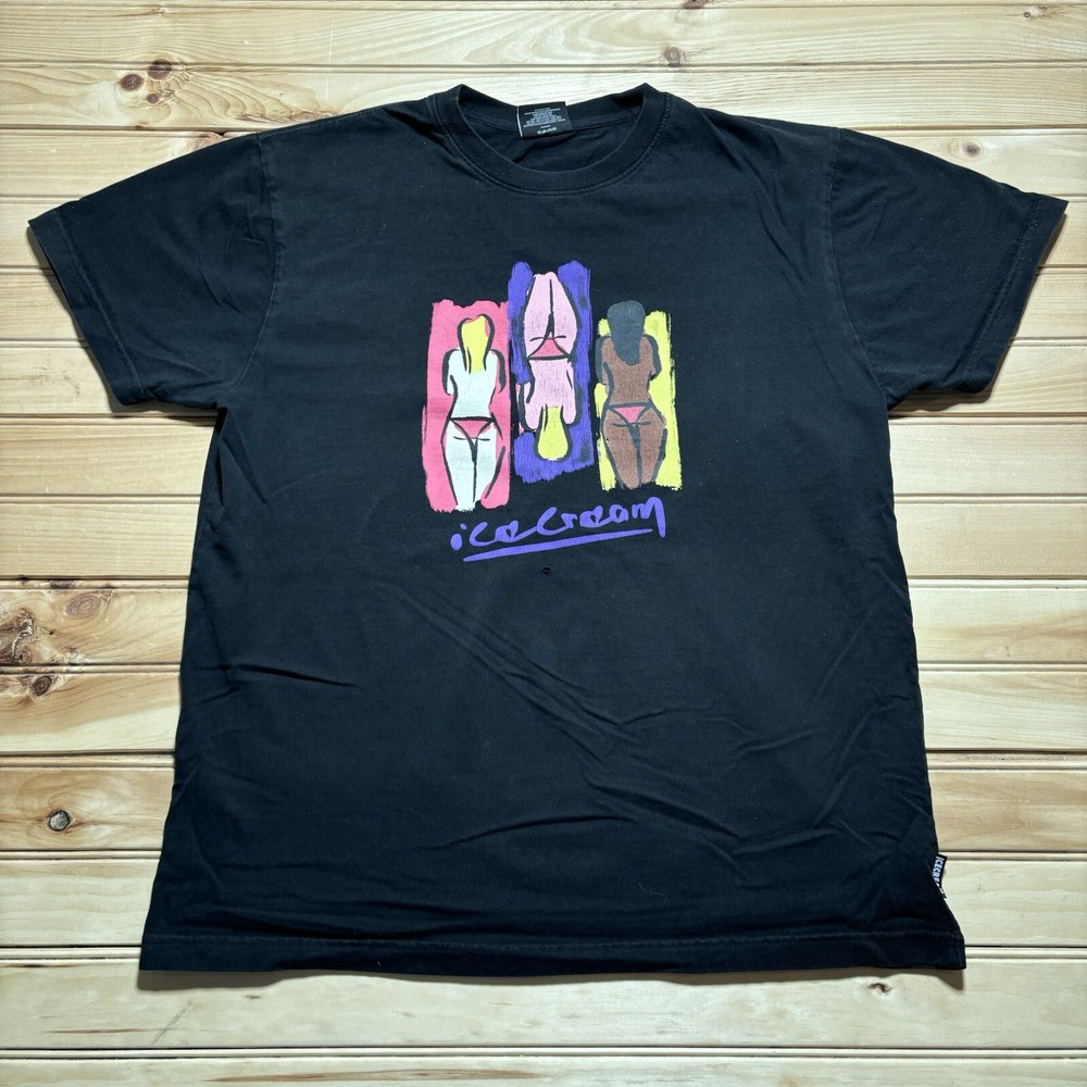 Vintage Y2K Ice Cream Men Neapolitan Bikini Babe Streetwear Shirt Size Large