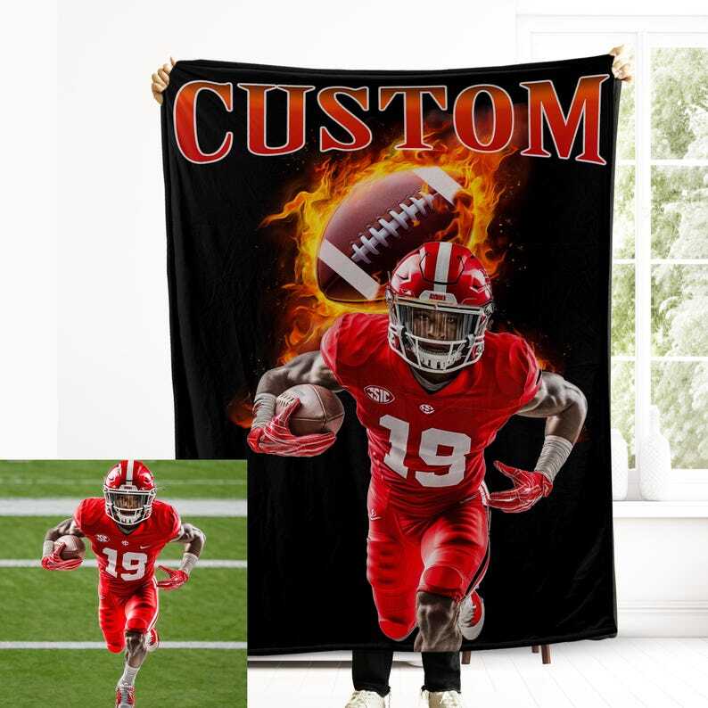 Custom personalized blanket Printed Football player Name and Number Bedding