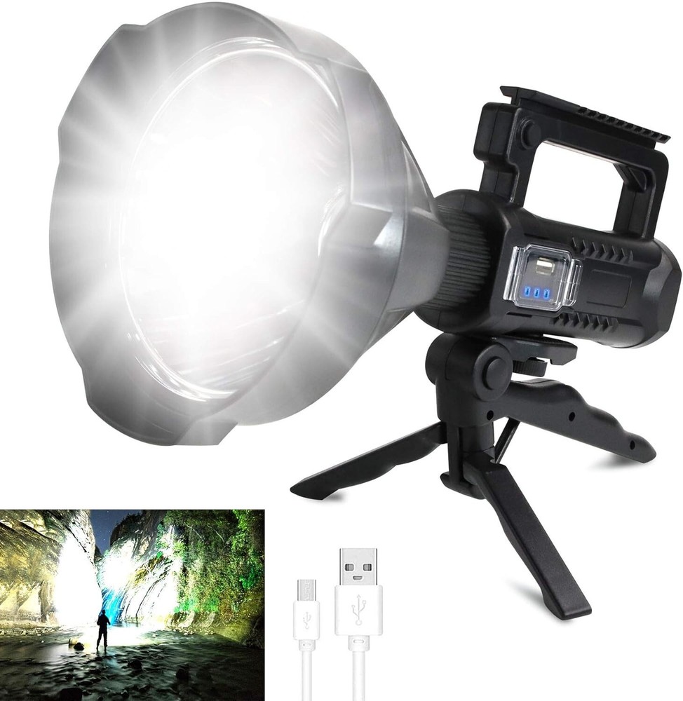 Versatile 120000 Lumen LED Flashlight - 4 Modes & 360° Tripod for Outdoor Uses