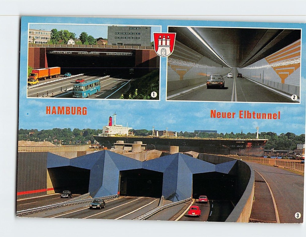Postcard Neuer Elbtunnel Hamburg Germany