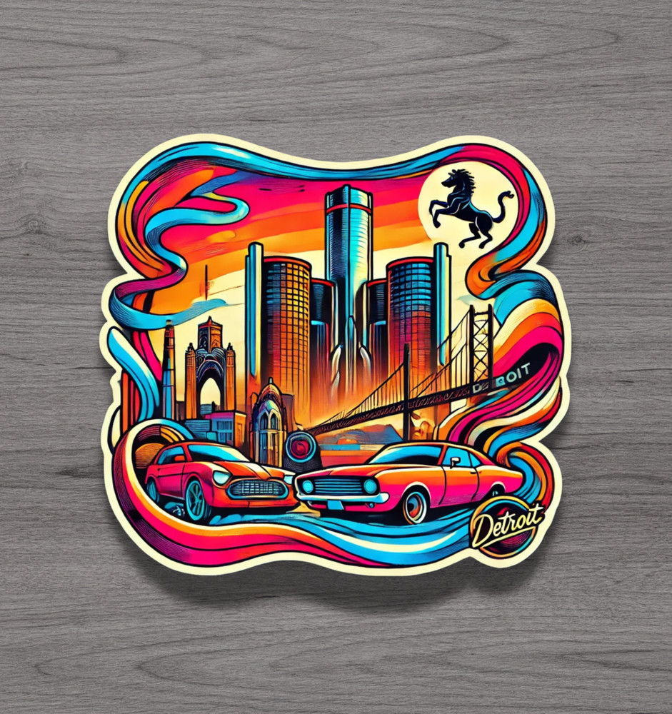 Detroit Michigan Fridge Magnet or Laptop Sticker