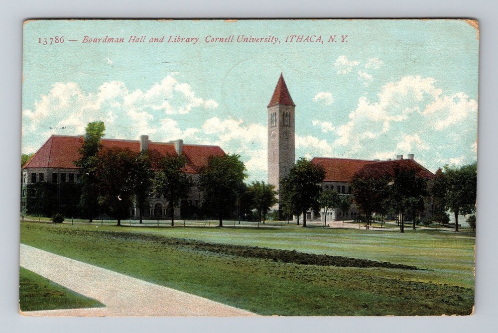 Ithaca NY-New York, Boardman Hall & Library, University, Vintage Postcard
