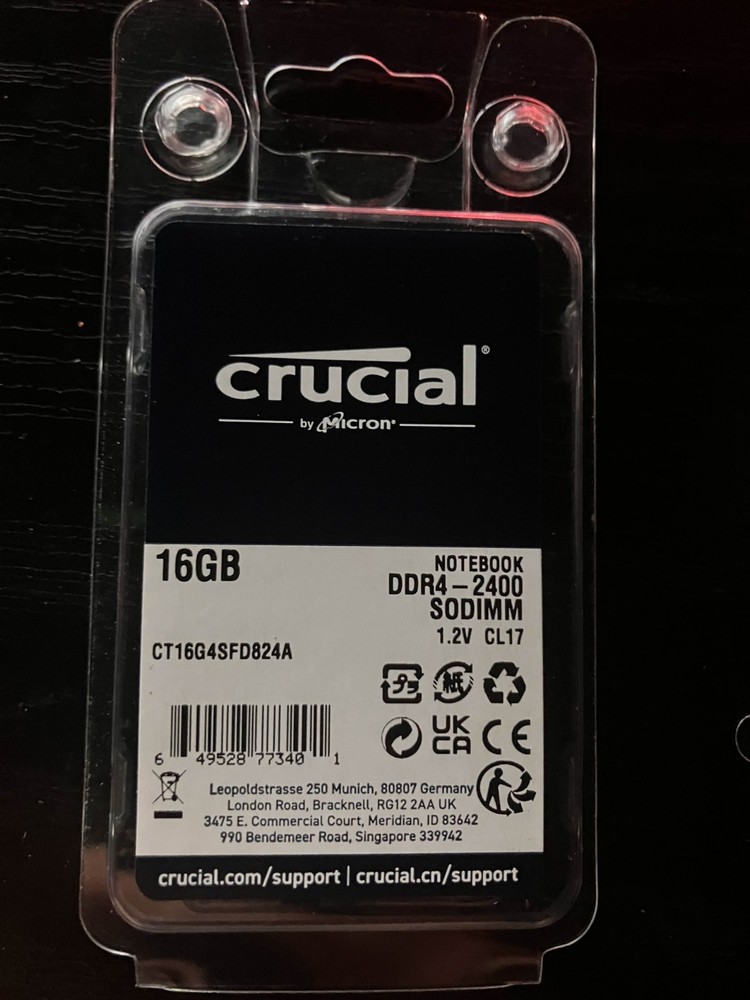 Crucial CT16G4SFD824A 16GB DDR4-2400 (PC4-19200) Memory Module