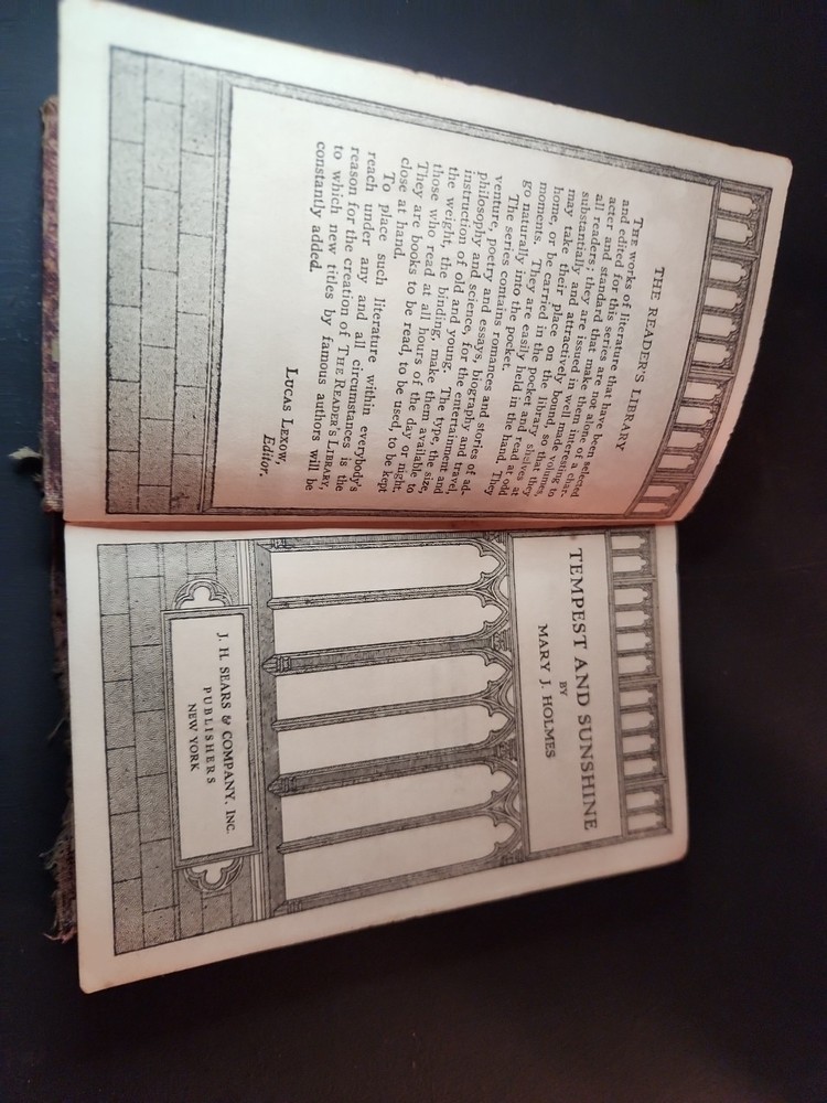Tempest and Sunshine by Mary J. Holmes (1923 Hardcover) Antique Book