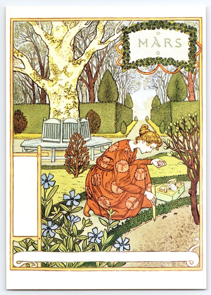 Eugène Grasset 'La Belle Jardinière' March Art Nouveau Postcard 1896