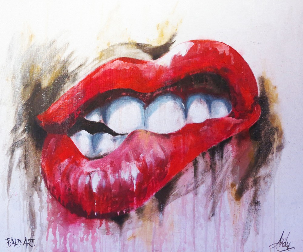 Original Modern Painting art Print Lips street urban pop by andy baker Australia
