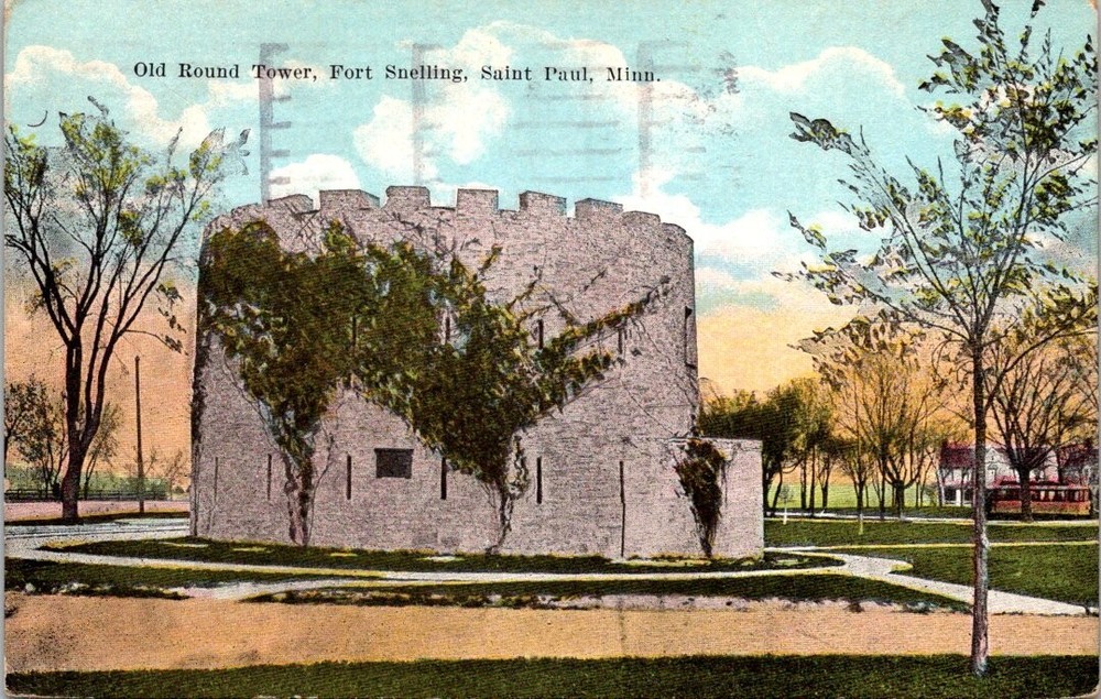 1923 Old Round Tower at Fort Snelling Saint Paul Minnesota Vintage Postcard