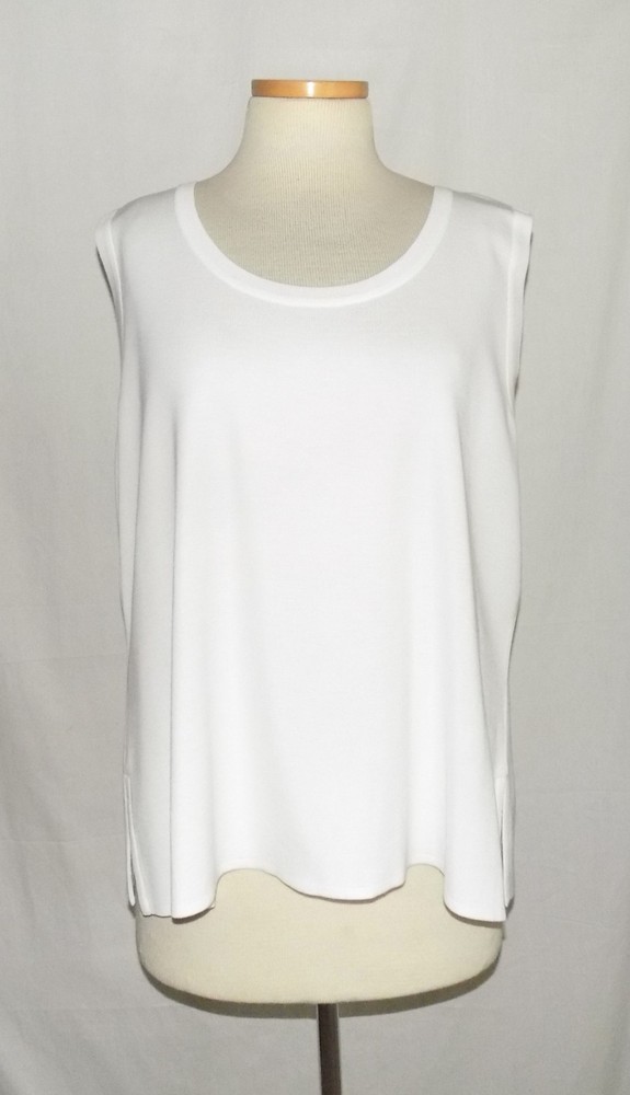 Misook Sleeveless Tunic Tank Top White Acrylic Knit Blend Pullover Size 3X NEW