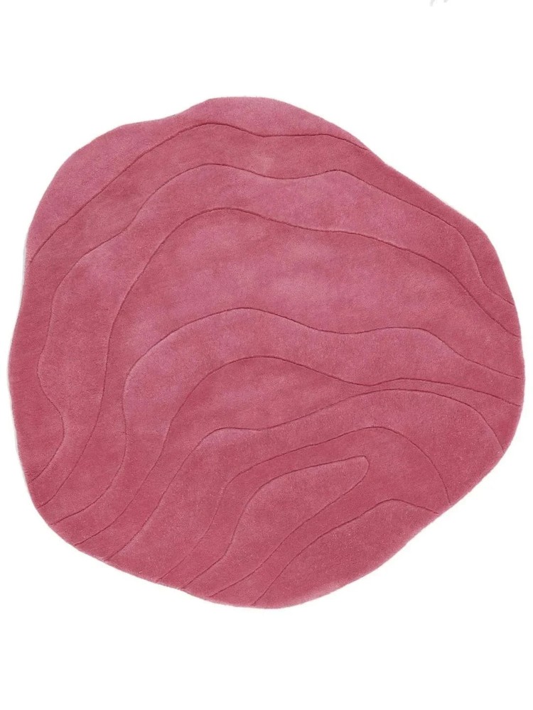 Modern Pink Abstract Hand Tufted Rug | Irregular Shape Wool Designer Area Rug