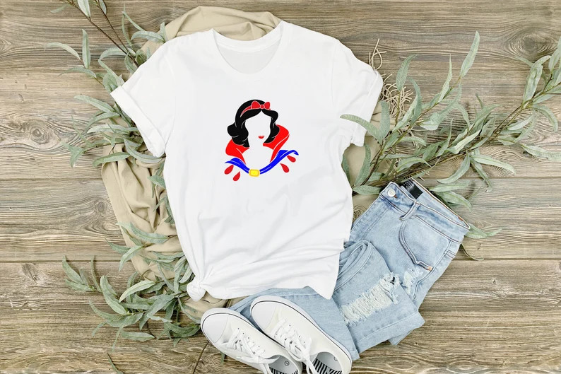 Disney Cute Snow White Princess Adorable Castle White T-Shirt, Gift For Friends