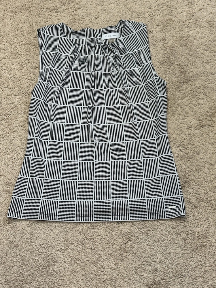 Calvin Klein Womens Shirt Size Small Multicolor Print Classic Dressy Comfort