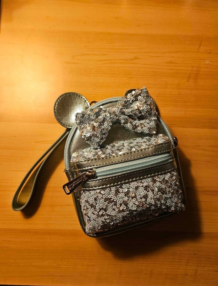 Disney Parks Loungefly Arendelle Aqua Sequins Minnie Mouse Mini Backpack Retired