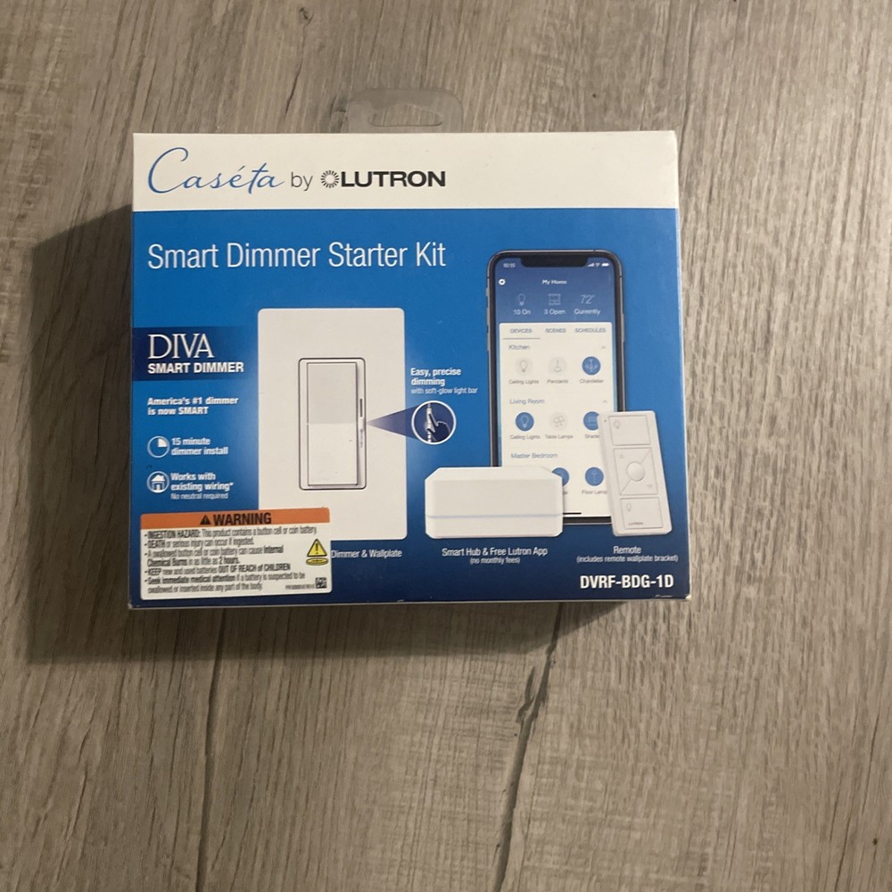 Lutron Caseta DIVA Smart Dimmer Starter Kit W/Hub DVRF-BDG-1D BRAND NEW Sealed
