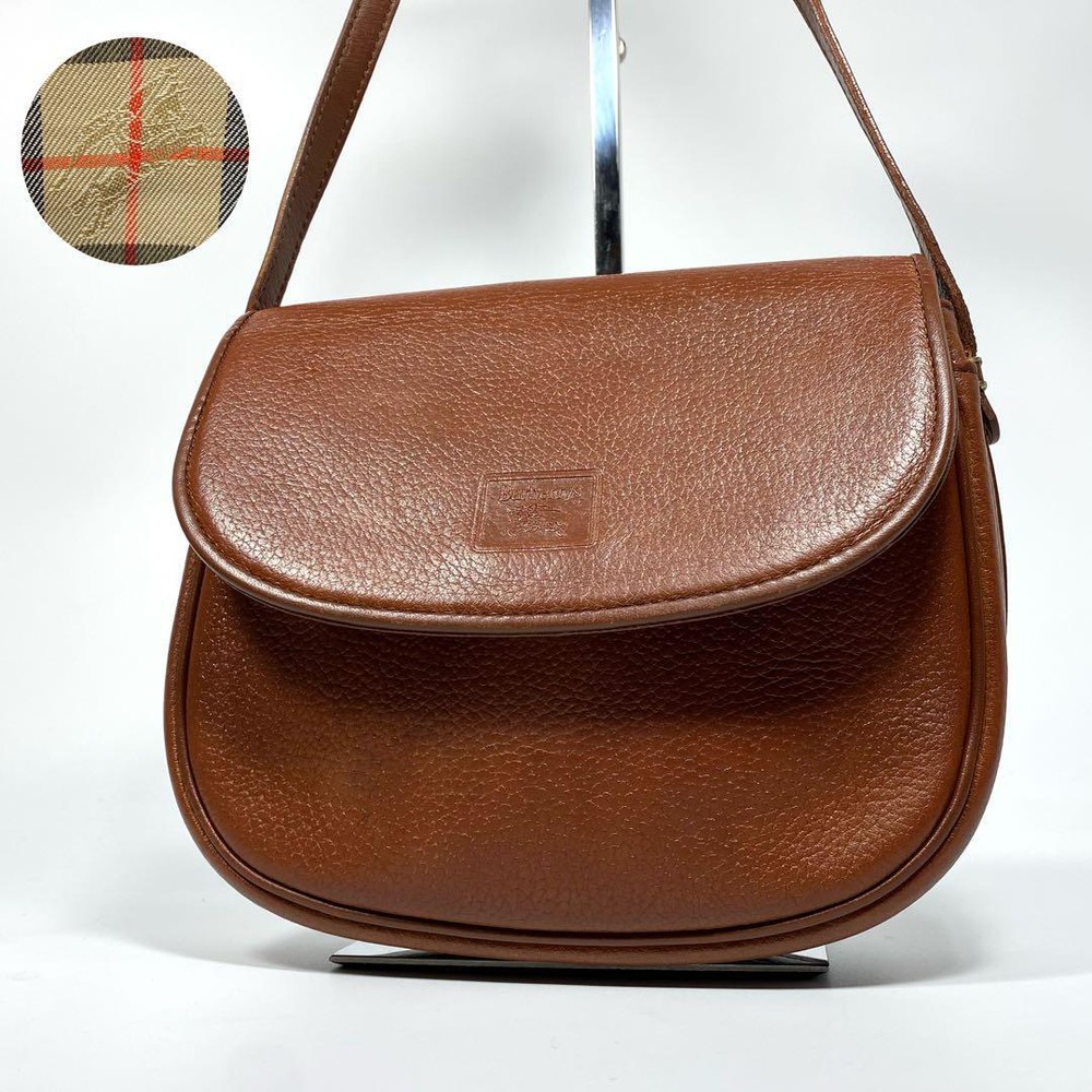 Burberry Shoulder Bag Nova Check Leather Brown Authentic F10241620