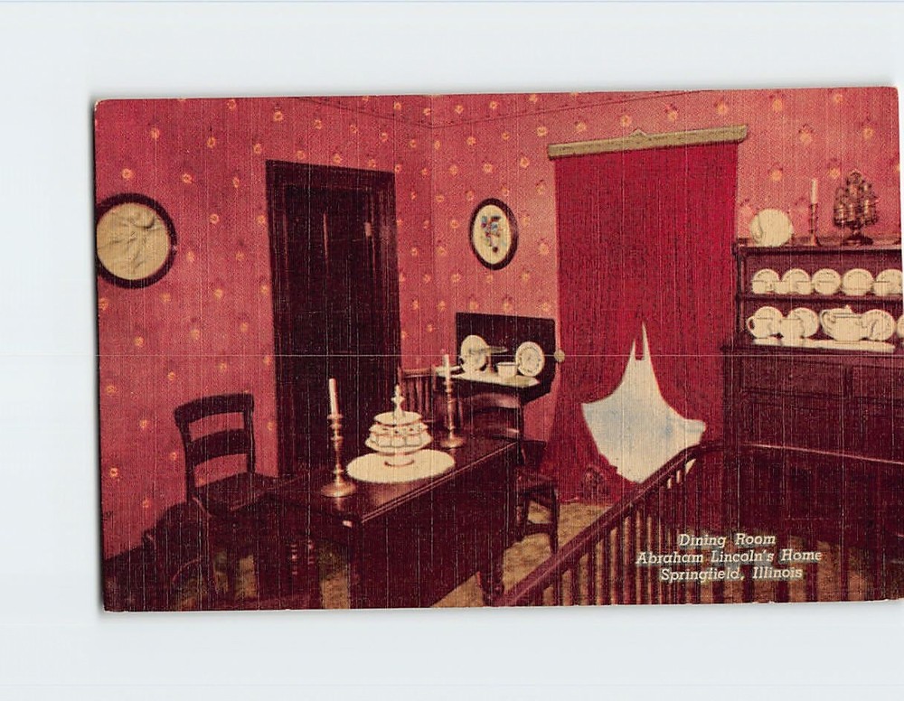 Postcard Dining Room Abraham Lincoln's Home Springfield Illinois USA