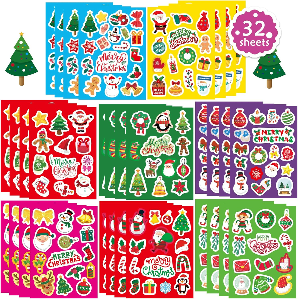 Christmas Stickers for Kids and Adults Christmas Face Stickers Bulk Cute Party S
