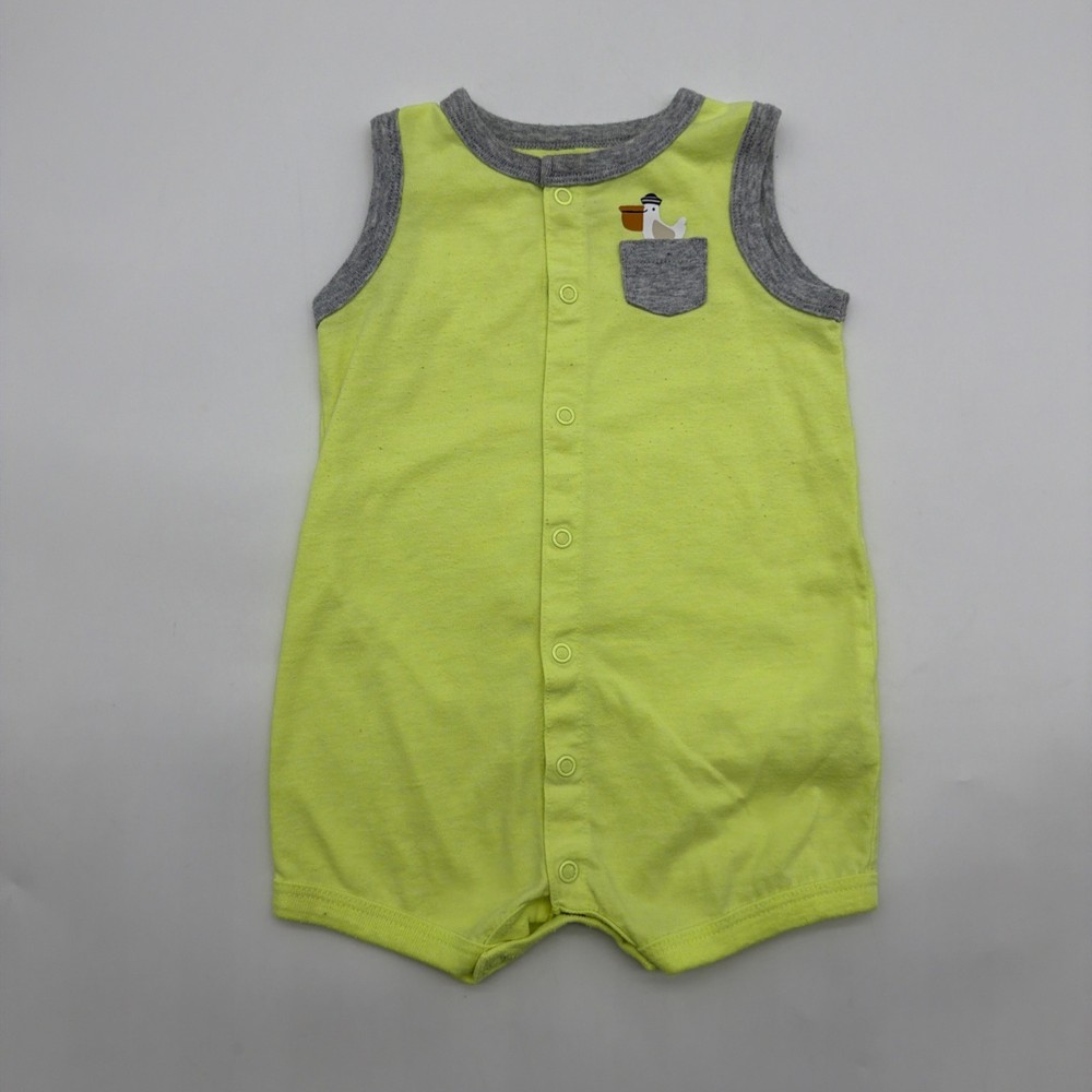 Carters One Piece Toddler Boys Size 12M Green Pocket Full Snap .#40734