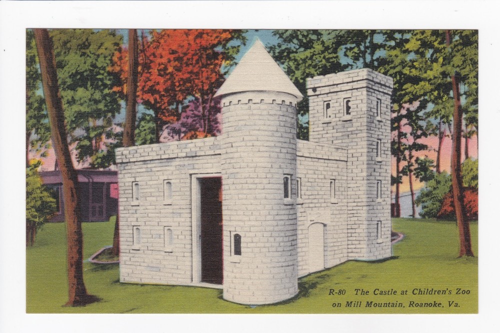 The Castle At Children's Zoo On Mill Mountain Roanoke Virginia Linen Postcard