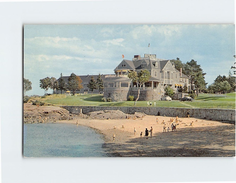 Postcard Motor Hotel Bar Harbor and Bathing Beach Bar Harbor Maine USA