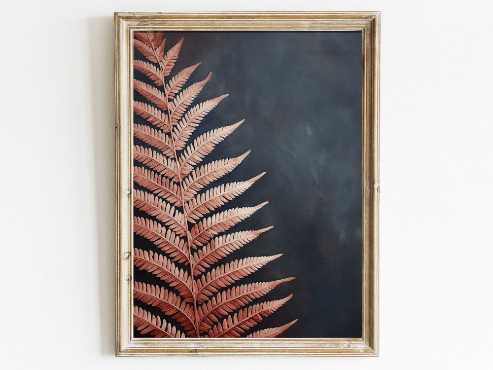 Fern Print Fern Wall Art Red Botanical Print Rustic Home Decor Black Wood