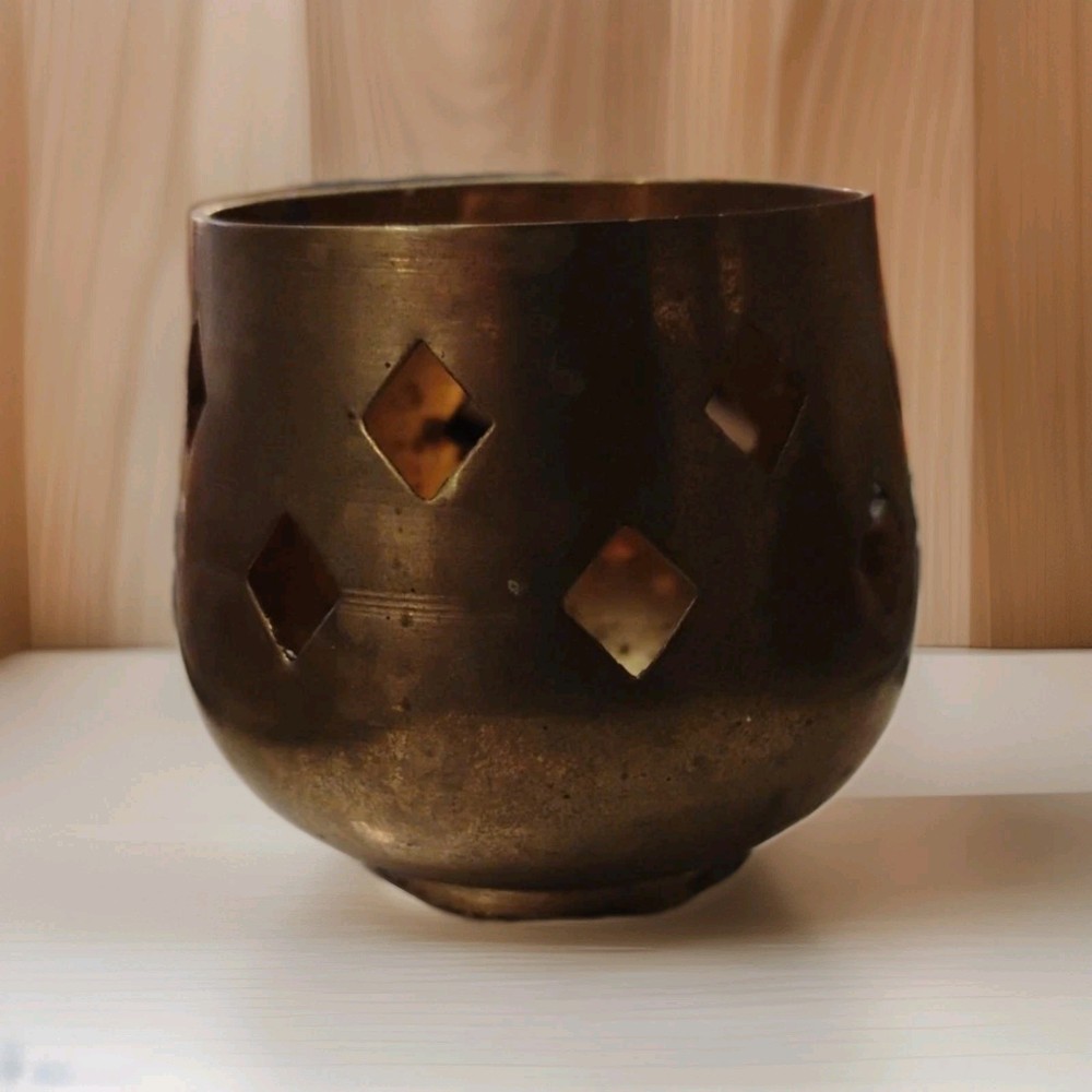 Vintage Solid Brass Candle Holder Votive Tea light Luminaries India