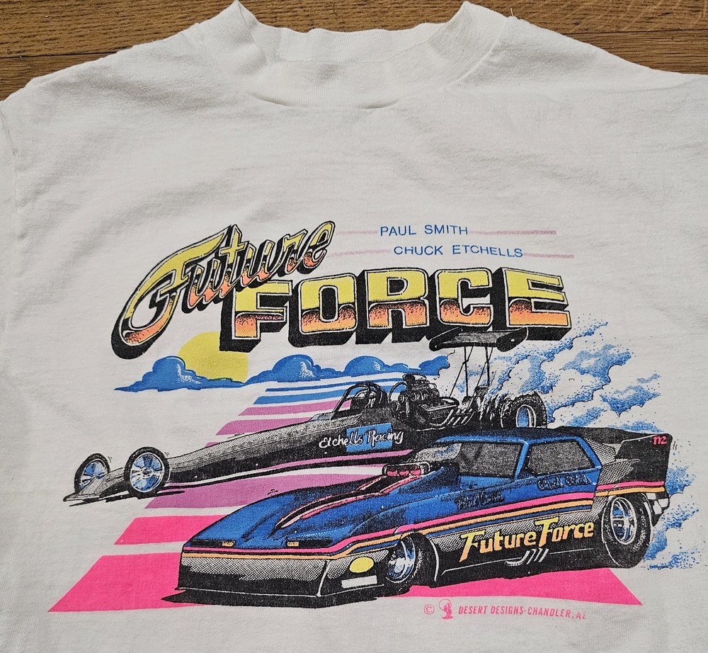 Vintage 80's NHRA Future Force Funny Car t Shirt Medium USA Chuck Etchells Drag