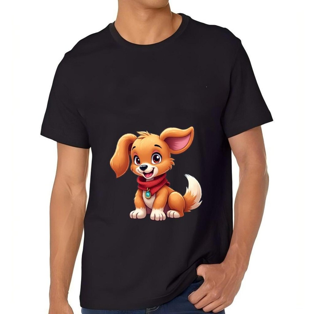 Cute Cartoon Dog Graphic Cotton Short Sleeve T-Shirt for Men - -All cotton
