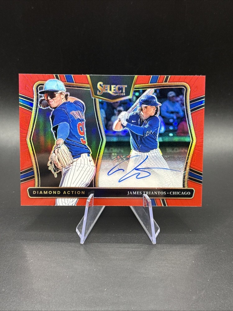 James Triantos 2025 Select Diamond Action AUTO Red Prizms /99 SP #29 Cubs