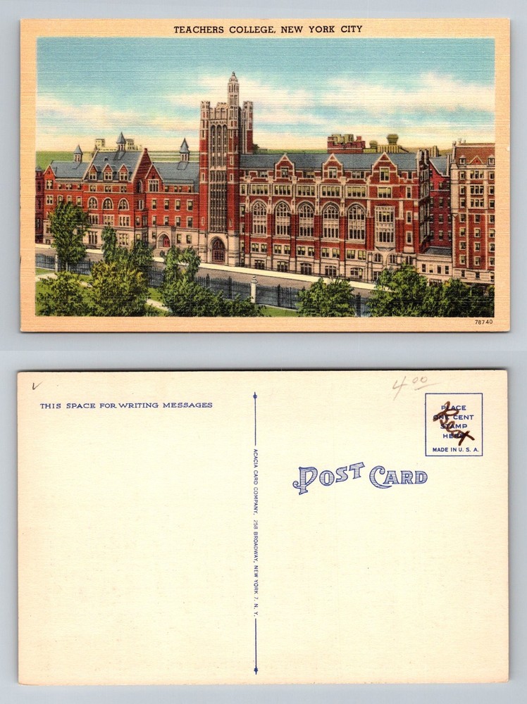 New York City NY, Teachers College Columbia University View Vintage Postcard