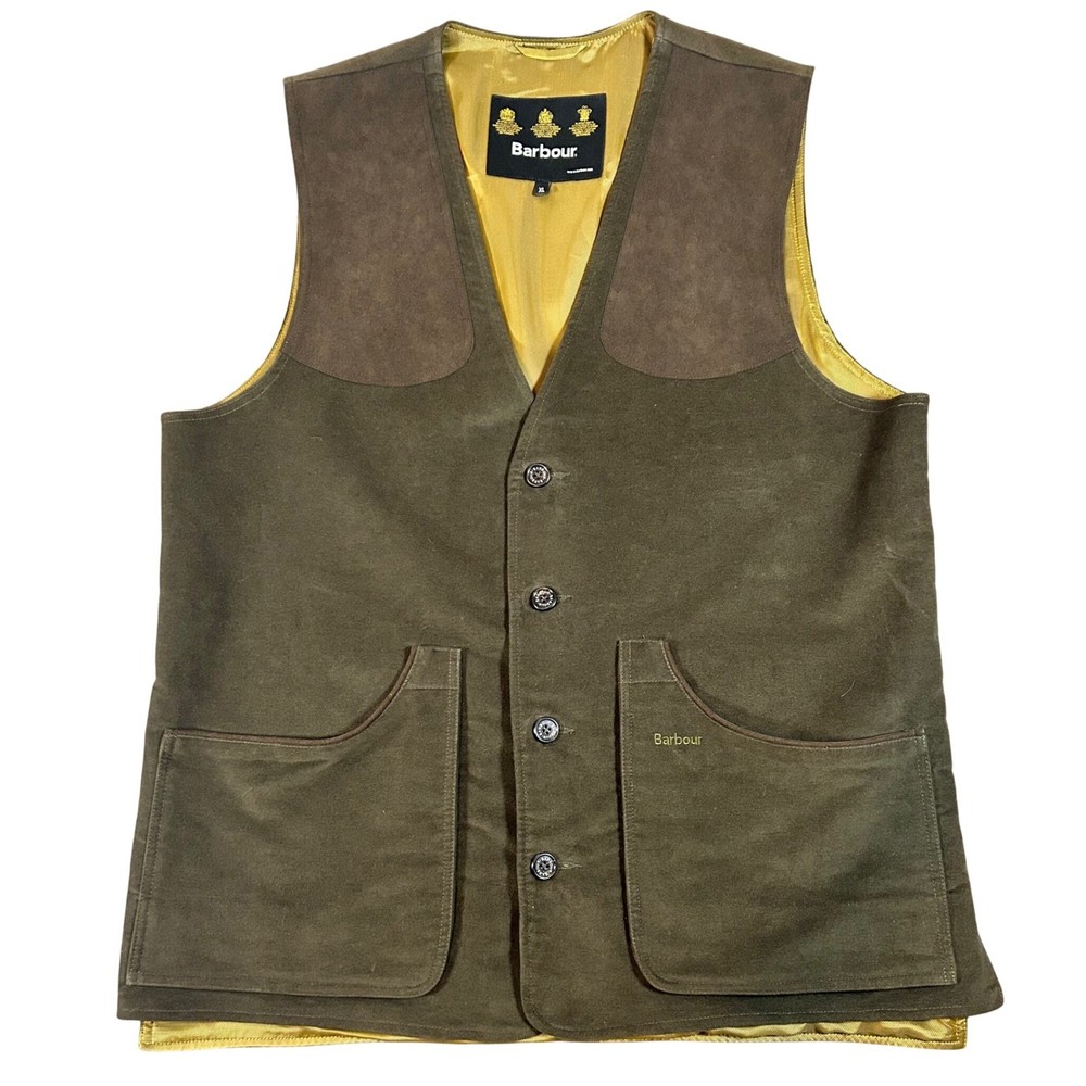 Barbour Northumberland Lord James Percy Moleskin Waistcoat Olive Green Vest XL